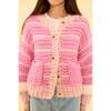 Bailey Cardigan in Pink Stripes - Cardigans - 4 - thumbnail