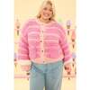Bailey Cardigan in Pink Stripes - Cardigans - 7 - thumbnail