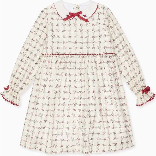 Red Grid Floral Selena Girl Dress