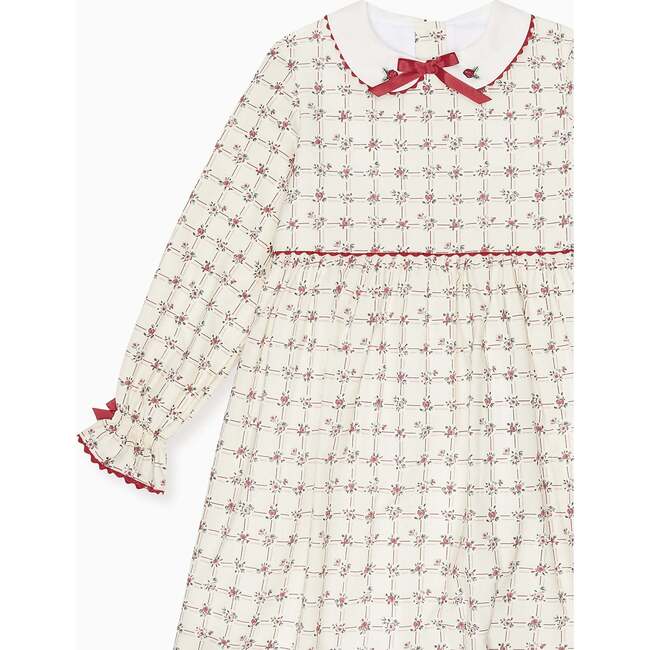 Red Grid Floral Selena Girl Dress - Dresses - 3
