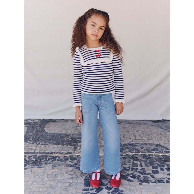 Navy Stripe Candela Cotton Girl Jumper