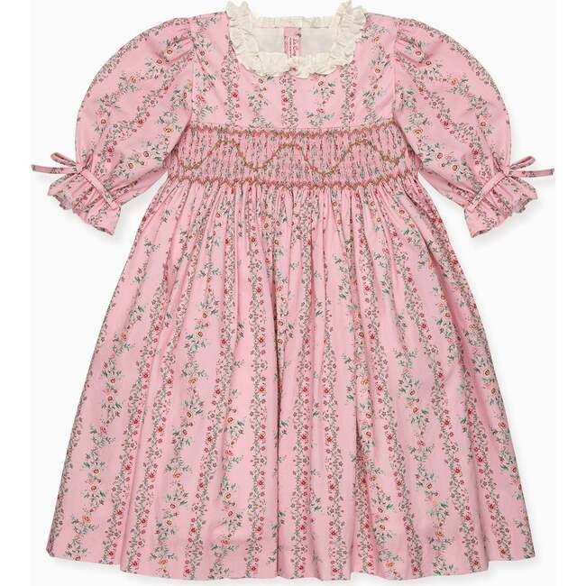 Pink Garland Floral Penelope Girl Hand-Smocked Dress