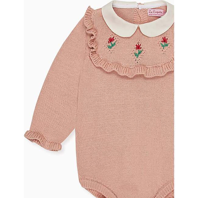 Dusty Pink Ginia Cotton Baby Girl Knitted Romper