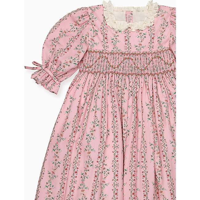 Pink Garland Floral Penelope Girl Hand-Smocked Dress