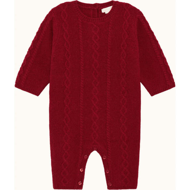 Bowie Cable Knit Romper Ruby Red