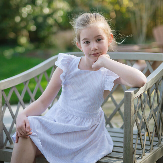 Ruffle Sleeve Dress, Light Zebra