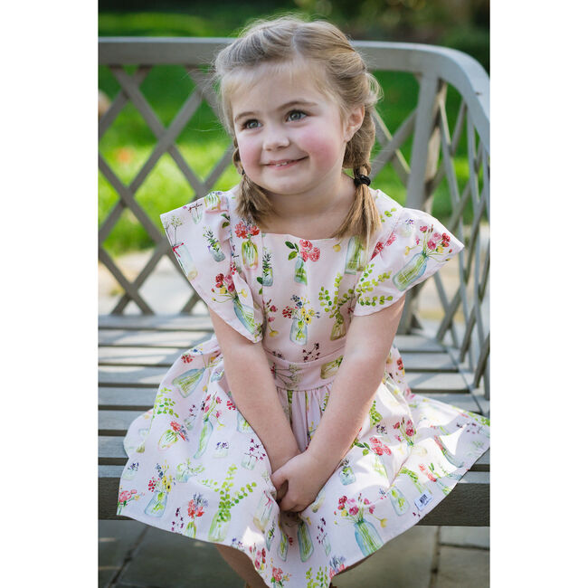 Vintage Inspired Dress, Pink Plants