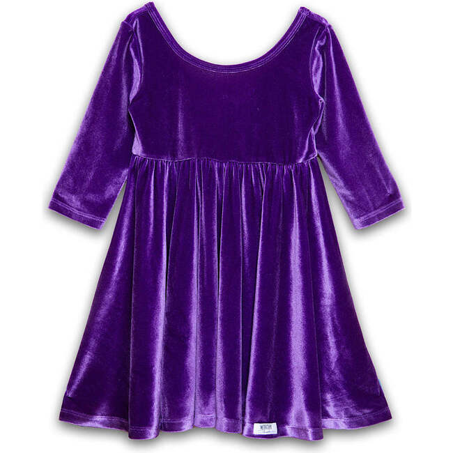 Twirly Dress in Dark Purple Stretch Velvet