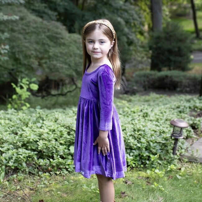 Twirly Dress in Dark Purple Stretch Velvet