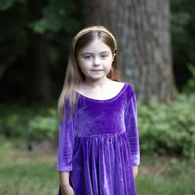 Twirly Dress in Dark Purple Stretch Velvet - Dresses - 4