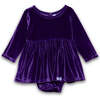 Long Sleeve Bubble Romper in Dark Purple Velvet - Rompers - 1 - thumbnail