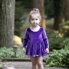 Long Sleeve Bubble Romper in Dark Purple Velvet - Rompers - 3