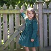 Long Sleeve Ruffle Dress in Green Corduroy - Dresses - 2