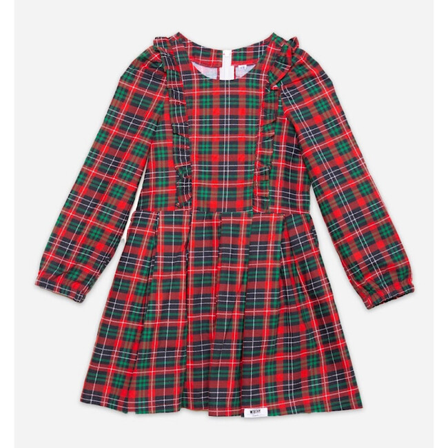 Long Sleeve Ruffle Dress in Plaid