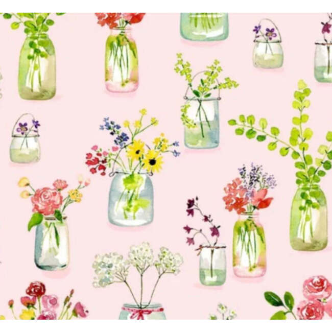 Cross Back Twirly Dress in Pink Plants