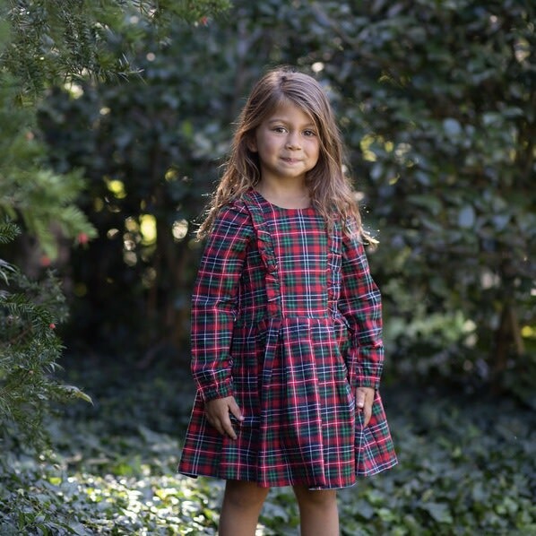 Long Sleeve Ruffle Dress in Plaid - Dresses - 3