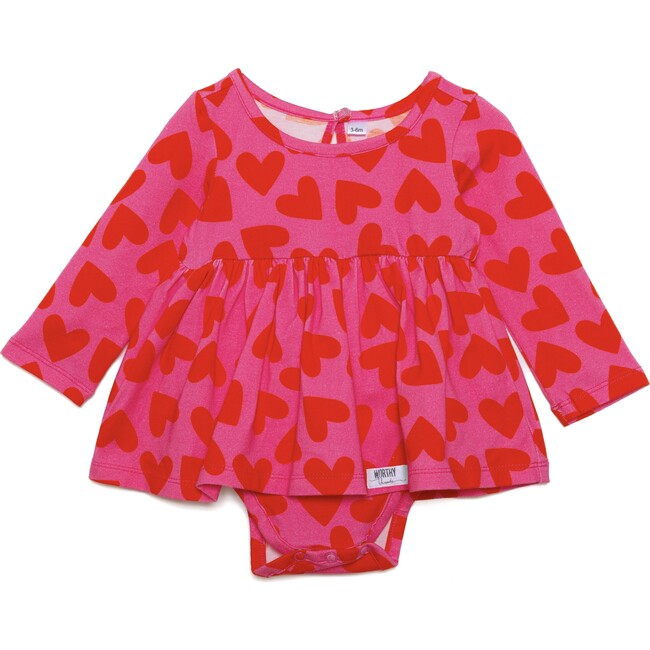 Long Sleeve Bubble Romper in Hearts