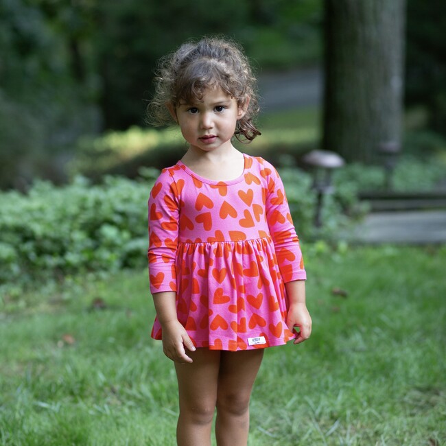 Long Sleeve Bubble Romper in Hearts