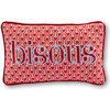 Bisous Needlepoint Pillow, Red - Decorative Pillows - 1 - thumbnail