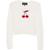 Intarsia Cropped Sweater, Ivory - Sweaters - 1 - thumbnail