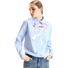 Metallic Bow Cotton Shirt, Blue - Button Downs - 1 - thumbnail