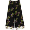 Silk Wide Leg Pants, Black Floral - Pants - 1 - thumbnail