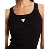 Heart Rib Tank, Black - Tank Tops - 1 - thumbnail