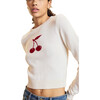 Intarsia Cropped Sweater, Ivory - Sweaters - 2