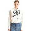 Metallic Bow Cotton Shirt, White - Button Downs - 3
