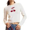 Intarsia Cropped Sweater, Ivory - Sweaters - 3