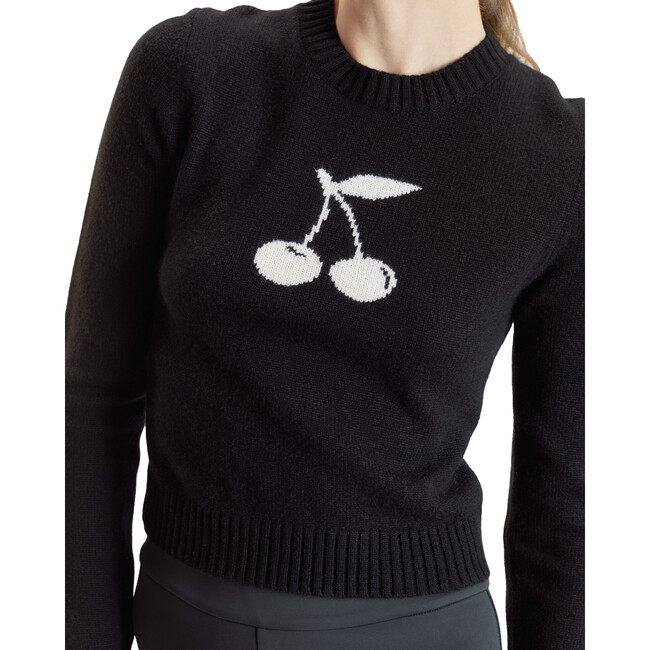 Intarsia Cropped Sweater, Black - Sweaters - 3