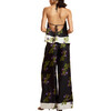 Silk Wide Leg Pants, Black Floral - Pants - 5