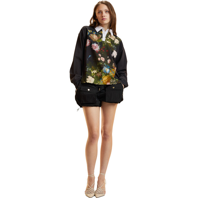 Printed Cotton Rugby Shirt, Black Bouquet - Shirts - 5