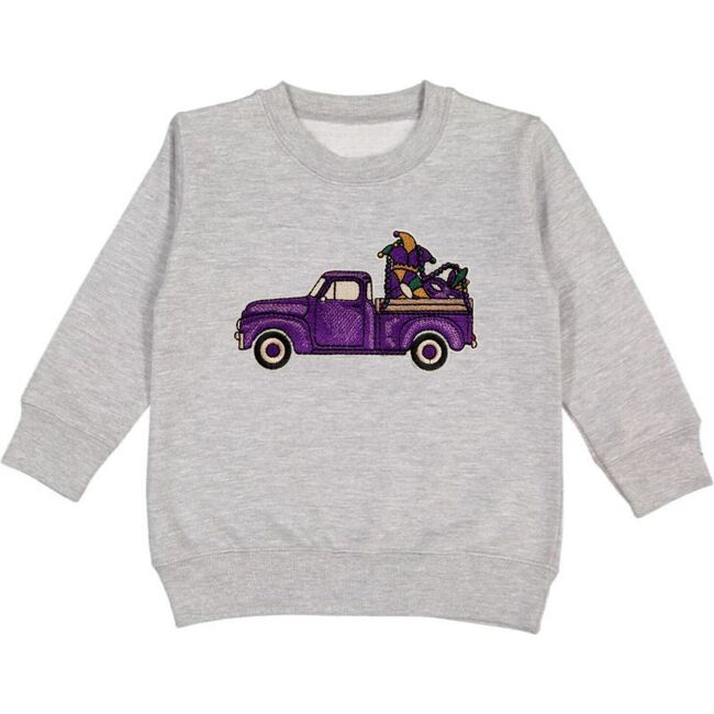 Mardi Gras Truck Patch Sweatshirt, Grey