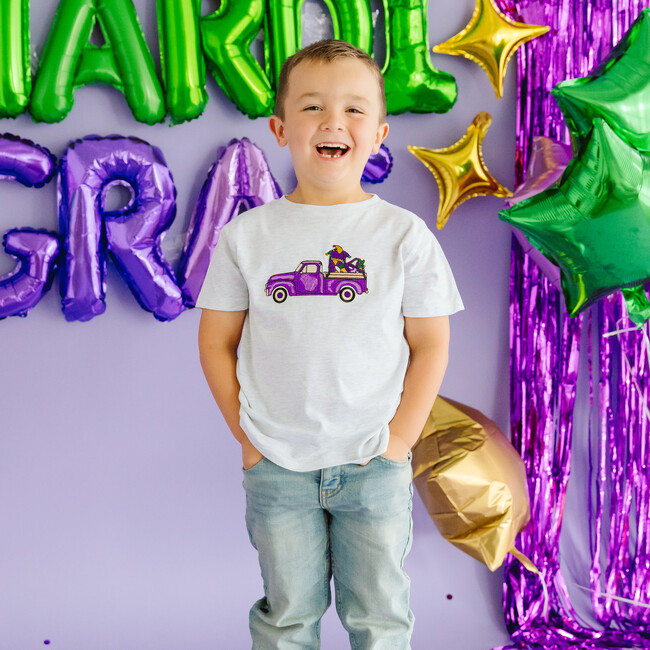 Mardi Gras Truck Patch Short Sleeve T-Shirt, Ash