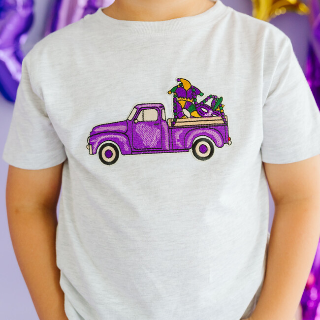 Mardi Gras Truck Patch Short Sleeve T-Shirt, Ash - T-Shirts - 3