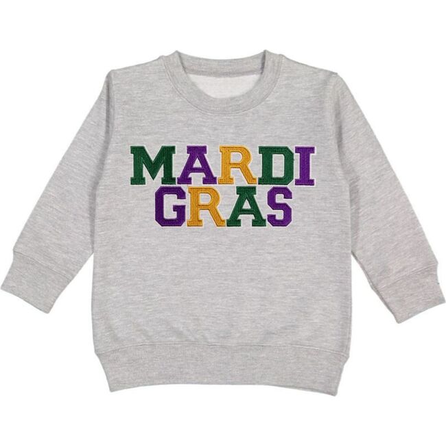 Mardi Gras Patch Sweatshirt, Grey