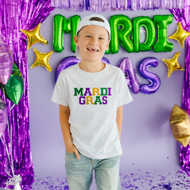 Mardi Gras Patch Short Sleeve T-Shirt, Ash