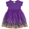 Mardi Gras Confetti Short Sleeve Tutu Dress, Purple - Dresses - 1 - thumbnail