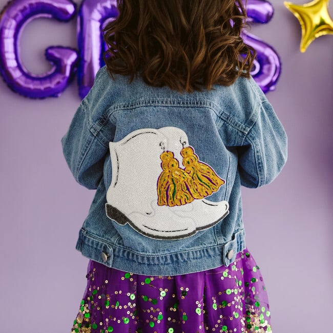 Mardi Boots Sequin Patch Denim Jacket, Denim - Jackets - 3