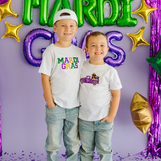 Mardi Gras Patch Short Sleeve T-Shirt, Ash - T-Shirts - 4