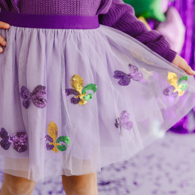 Fleur De Lis Sequin Mardi Gras Tutu, Lavender - Tutus - 3