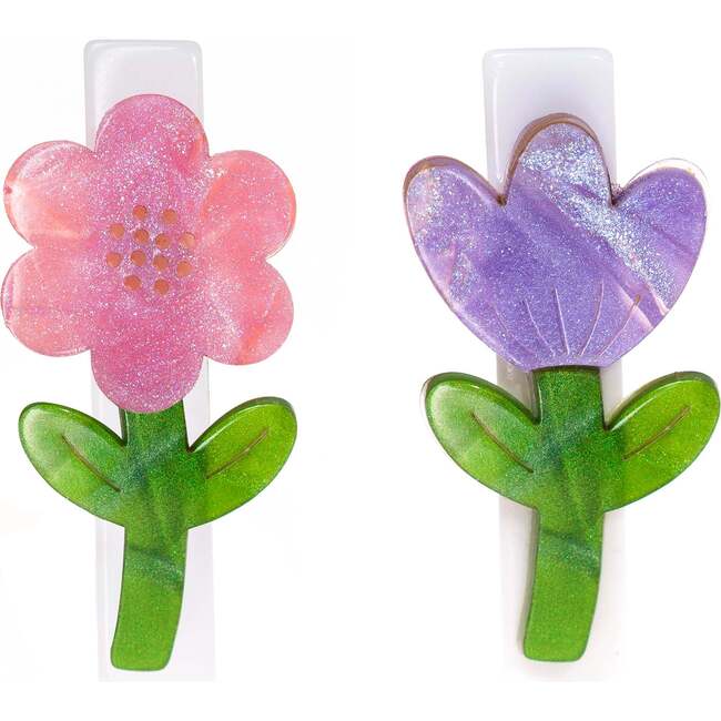 Tulip Flower Pink & Purple Hair Clips