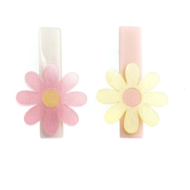Daisy Pink & Yellow Hair Clips