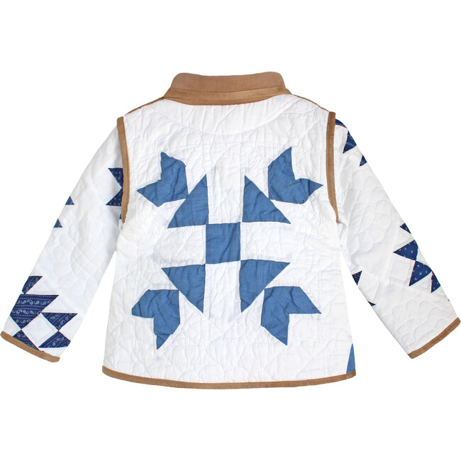 Kids Quilted Barn Jacket, Blue & White Patchwork - 3y - Jackets - 2