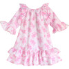 Triomphe 3/4 Sleeve Ruffled Toile Dress, Pink - Dresses - 1 - thumbnail