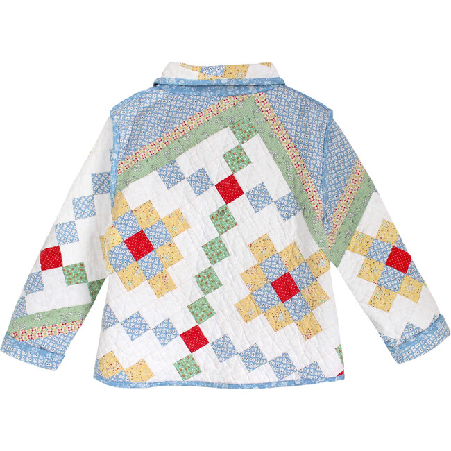 Kids 8y Vintage Quilt Jacket, Coastal Blue Florals - Jackets - 2