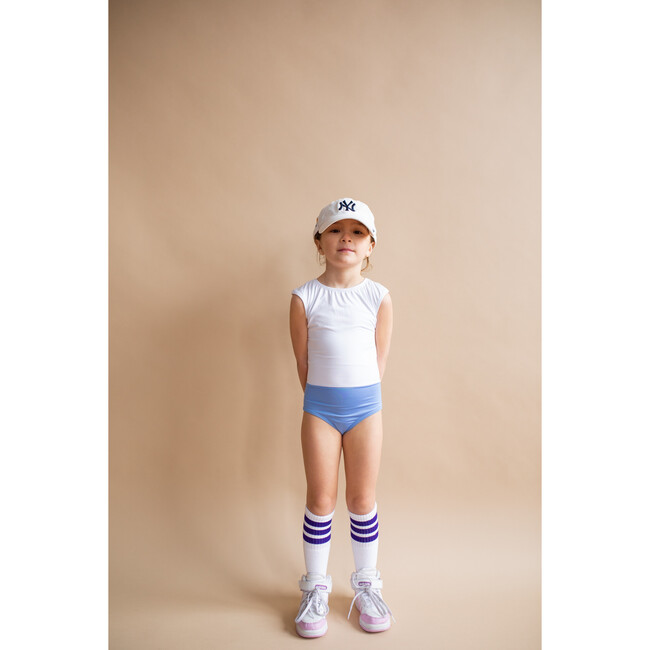 The Upper West High Neck 2-Tone One-Piece Swimsuit, Blue Deep