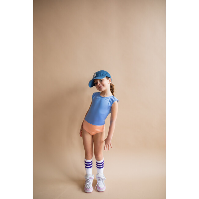 The Upper West High Neck 2-Tone One-Piece Swimsuit, Salmon Sky