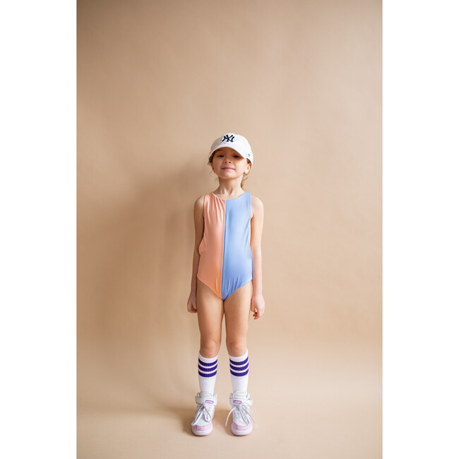 The Chelsea Low Back 2-Tone One-Piece Swimsuit, Salmon Sky